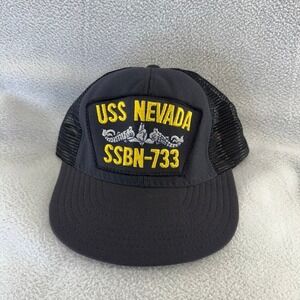 Vintage USS Nevada Hat Adult OSFA Blue Navy SSBN-733 Northstar Submarine USA